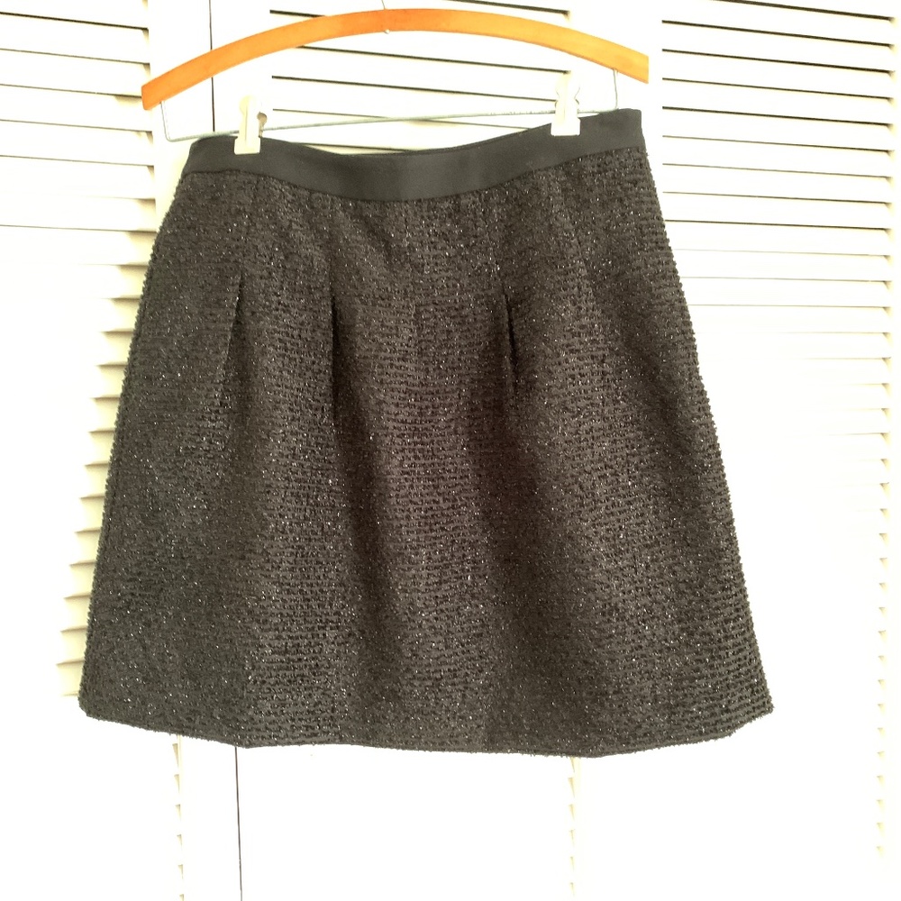 Loft Tweed Metallic Textured A-Line Mini Skirt Black NWT Runs Larger